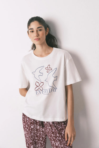 Women Secret_Ivory_White 100% Cotton Short Sleeve T-Shirt_3273289_96_01