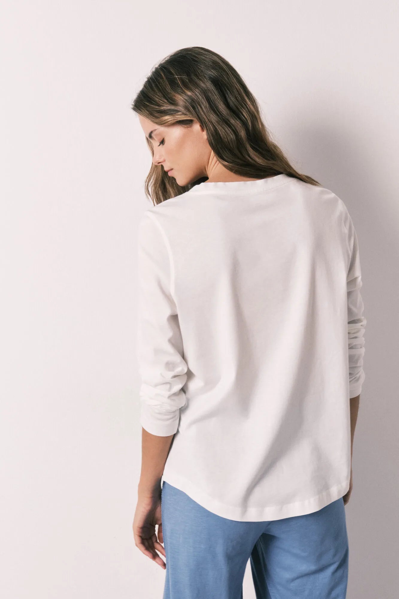 Women Secret White Print Women White 100% Cotton Long Sleeve T-Shirt SKU: 3273293_97 Image 03