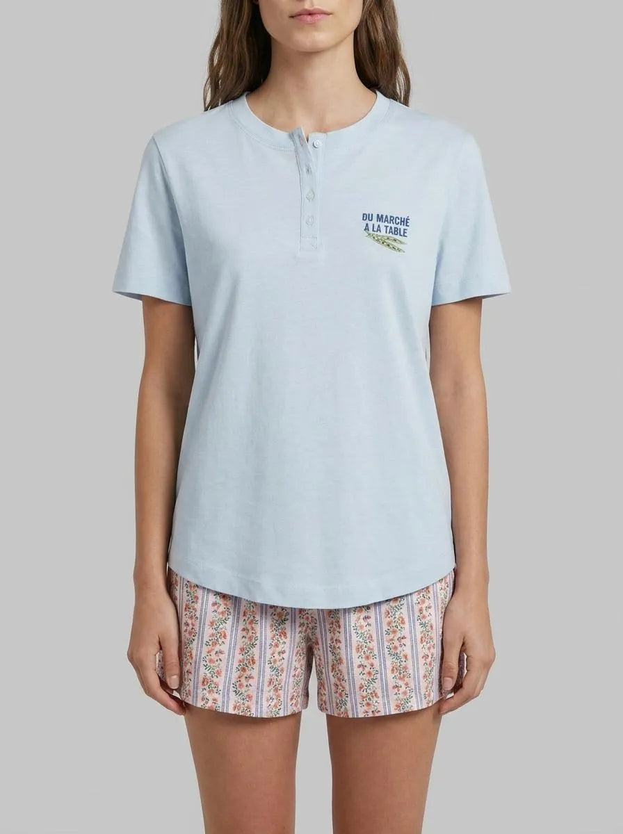 Women Secret Medium Blue Women Blue 100% Cotton Short Sleeve T-Shirt SKU: 3273294_12 Image 00