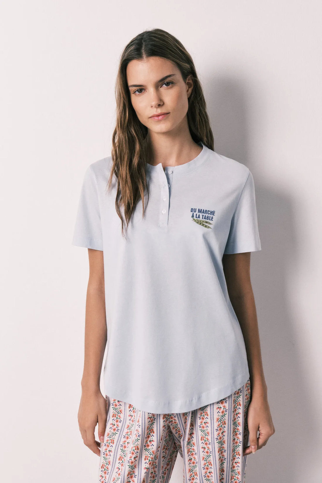 Women Secret Medium Blue Women Blue 100% Cotton Short Sleeve T-Shirt SKU: 3273294_12 Image 01