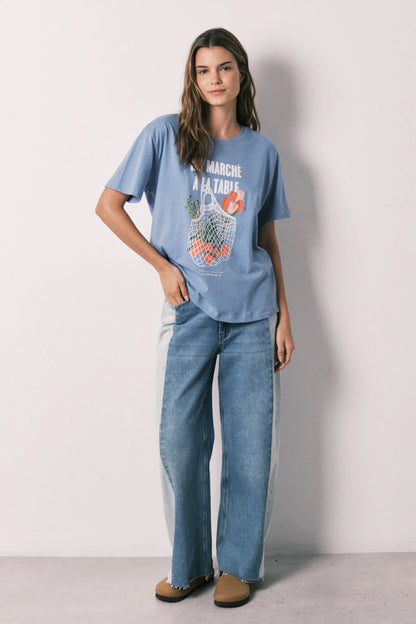 Women Secret Light Blue Women Blue 100% Cotton Short Sleeve T-Shirt SKU: 3273295_16 Image 02