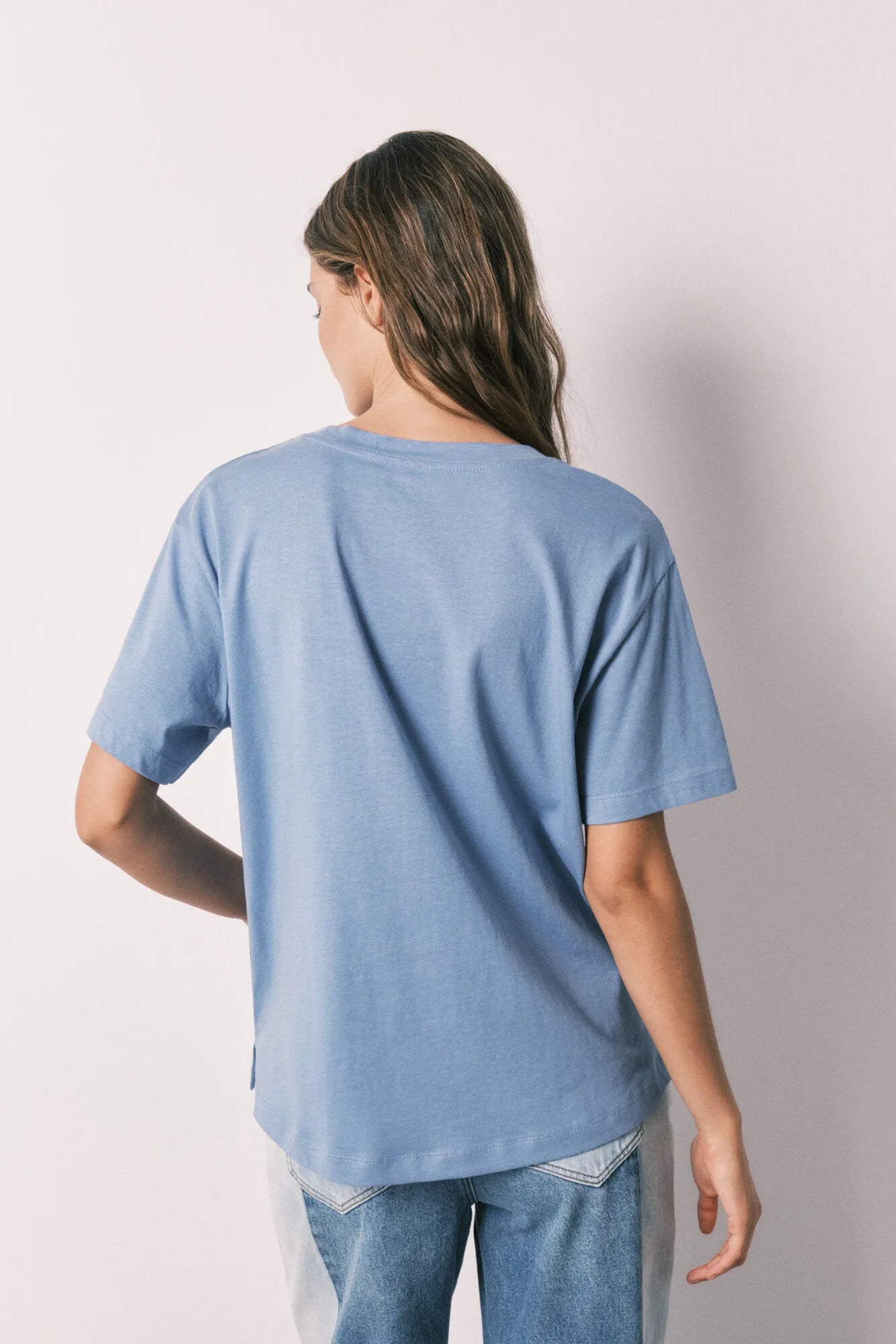 Women Secret Light Blue Women Blue 100% Cotton Short Sleeve T-Shirt SKU: 3273295_16 Image 04