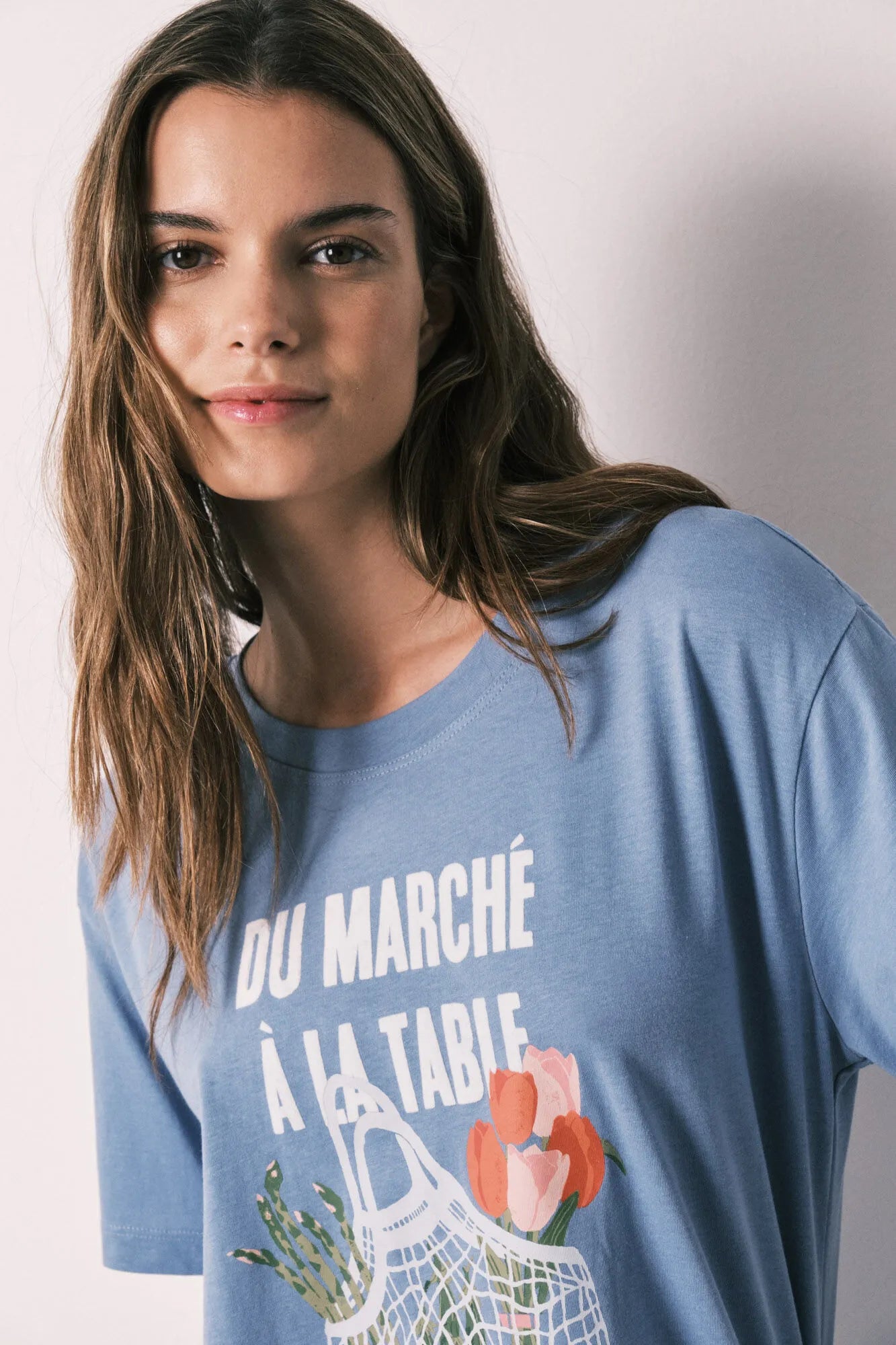 Women Secret Light Blue Women Blue 100% Cotton Short Sleeve T-Shirt SKU: 3273295_16 Image 05