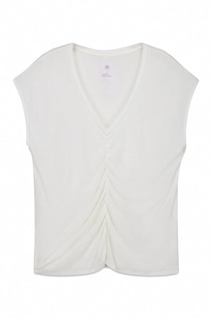 Women Secret Ivory Women Beige Viscose Linen Short T-Shirt SKU: 3273301_96 Image 05