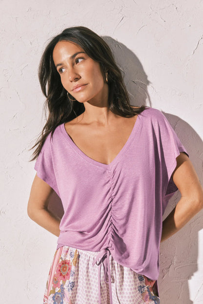 Women Secret Purple/Lilac Women Lilac Viscose Linen Short T-Shirt SKU: 3273302_76 Image 01