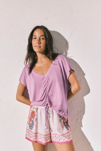 Women Secret Purple/Lilac Women Lilac Viscose Linen Short T-Shirt SKU: 3273302_76 Image 02