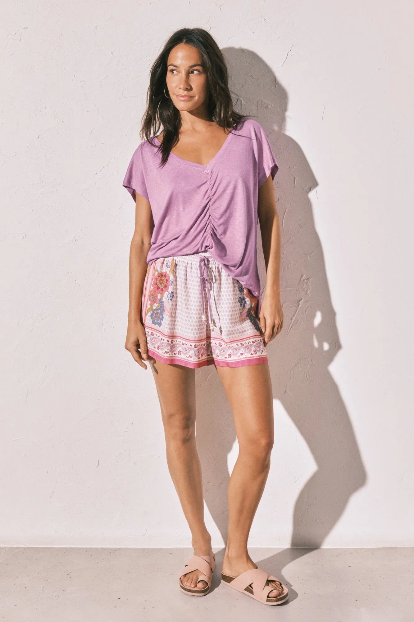 Women Secret Purple/Lilac Women Lilac Viscose Linen Short T-Shirt SKU: 3273302_76 Image 05