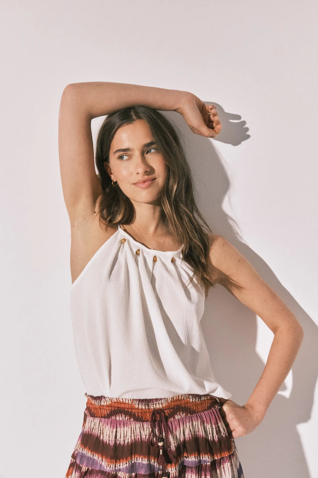 Women Secret Ivory Women White Bead Strap Top SKU: 3274523_96 Image 01