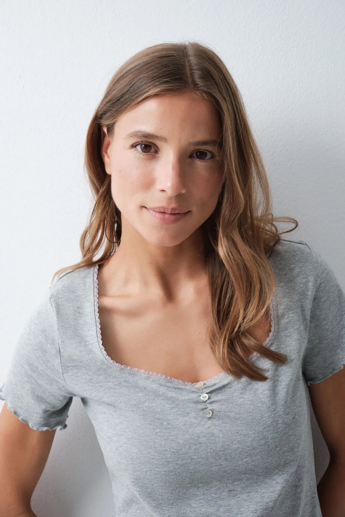 Women Secret Medium Grey Women Grey Cotton Short Sleeve T-Shirt SKU: 3274525_45 Image 02