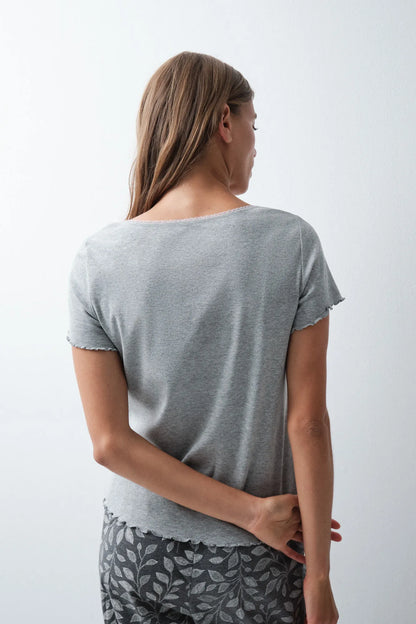 Women Secret Medium Grey Women Grey Cotton Short Sleeve T-Shirt SKU: 3274525_45 Image 03