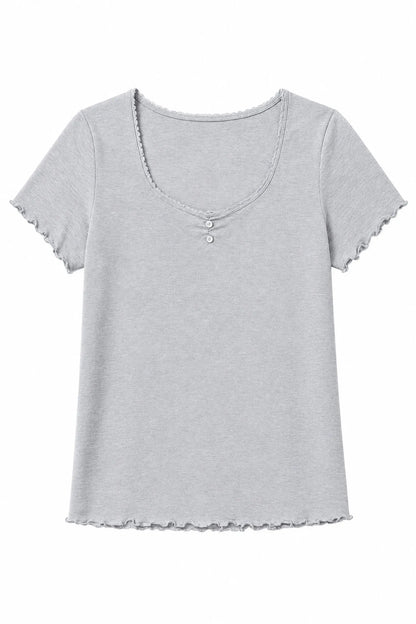 Women Secret Medium Grey Women Grey Cotton Short Sleeve T-Shirt SKU: 3274525_45 Image 05