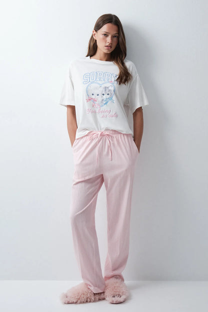 Women Secret Ivory Women White Cotton Graphic T-Shirt SKU: 3274526_96 Image 06
