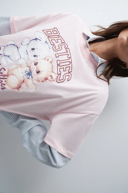 Women Secret Pink Women Pink Cotton Graphic T-Shirt SKU: 3274527_70 Image 01