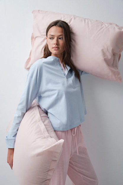 Women Secret Light Blue Women Blue Cotton Pocket T-Shirt SKU: 3274528_17 Image 02