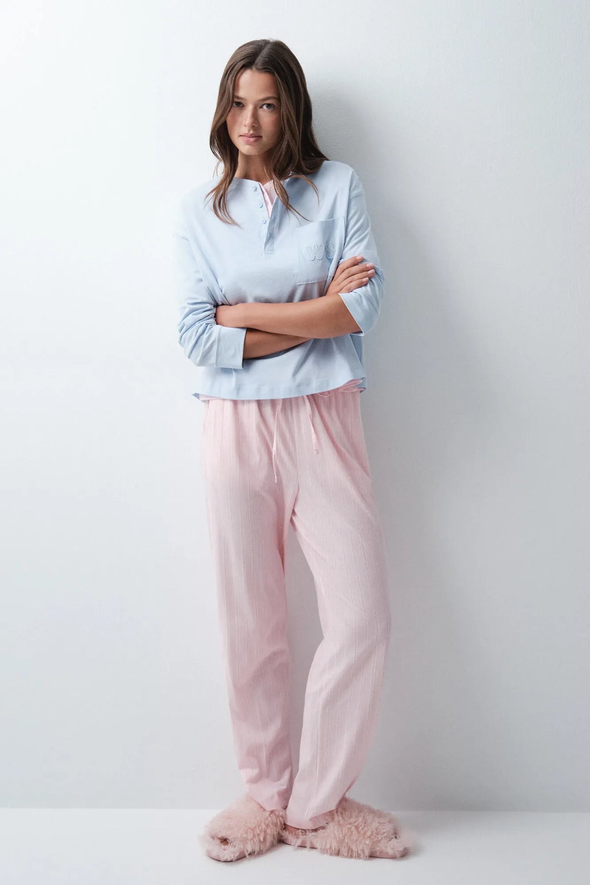 Women Secret Light Blue Women Blue Cotton Pocket T-Shirt SKU: 3274528_17 Image 05