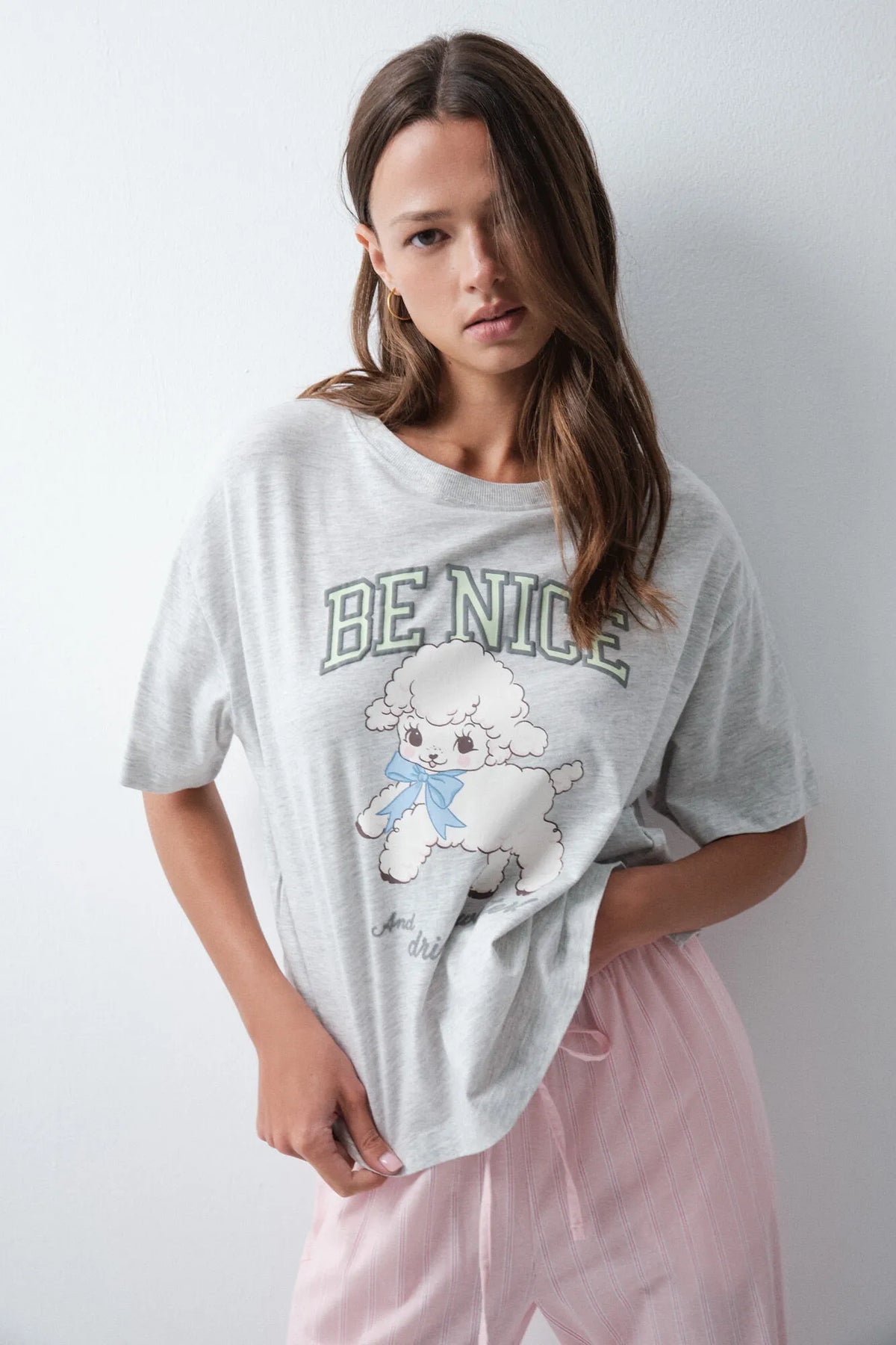Women Secret Dark Grey Women Grey Cotton Graphic T-Shirt SKU: 3274532_44 Image 01