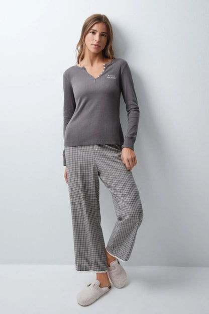 Women Secret Light Grey/Silver Women Grey Cotton Long Sleeve T-Shirt SKU: 3274534_48 Image 03