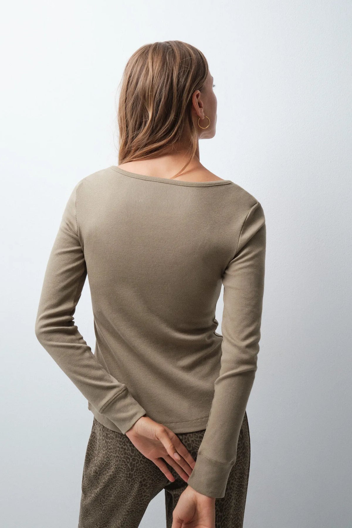 Women Secret Medium Khaki Women Green Cotton Long Sleeve T-Shirt SKU: 3274535_92 Image 04