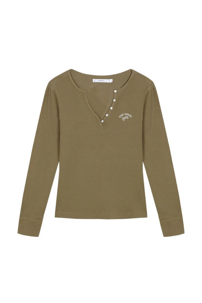 Women Secret Medium Khaki Women Green Cotton Long Sleeve T-Shirt SKU: 3274535_92 Image 05