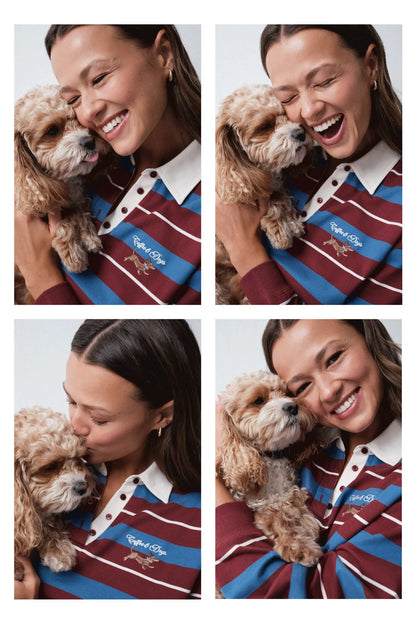 Women Secret Maroon Print Women Blue Striped Polo Shirt SKU: 3274539_58 Image 01