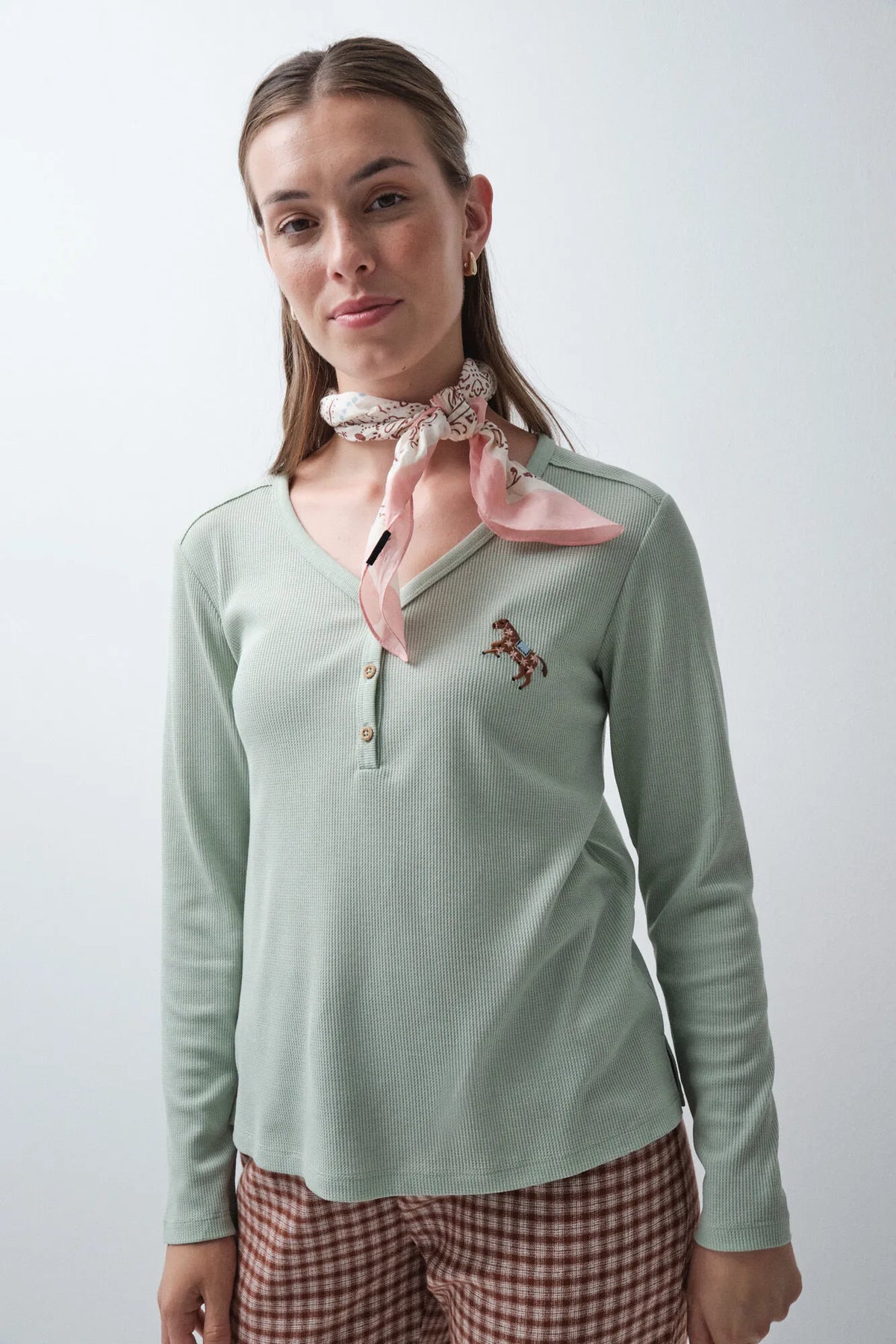 Women Secret Green Women Aqua Short Sleeve T-Shirt SKU: 3274546_23 Image 01