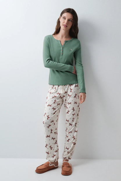 Women Secret Green Women Green Long Sleeve T-Shirt SKU: 3274552_23 Image 01