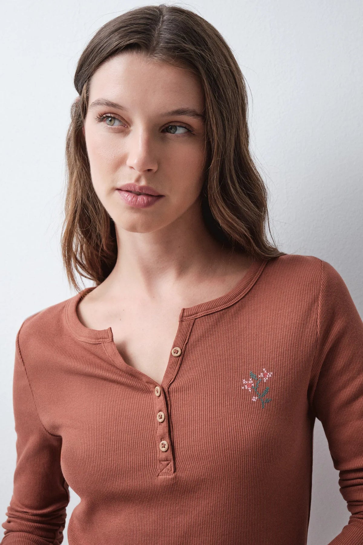 Women Secret Medium Brown Women Brown Long Sleeve T-Shirt SKU: 3274582_31 Image 01