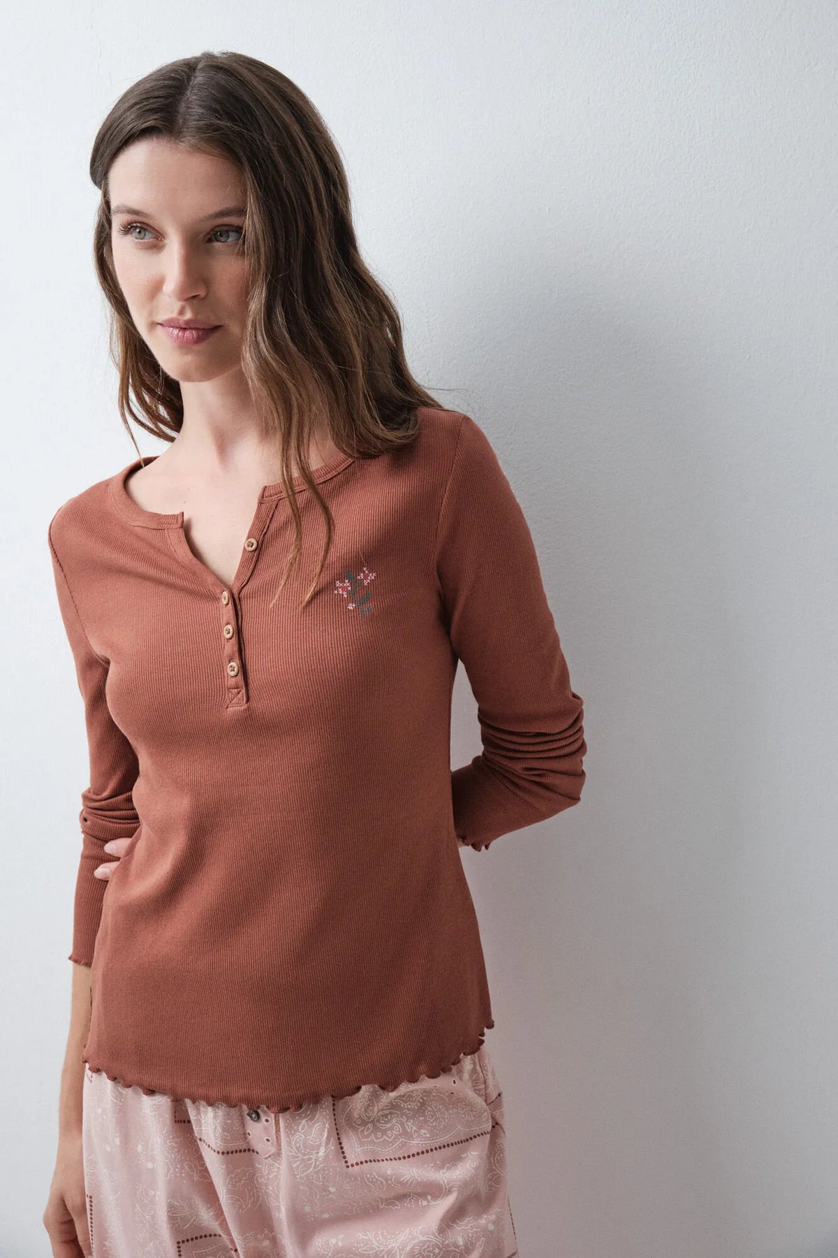 Women Secret Medium Brown Women Brown Long Sleeve T-Shirt SKU: 3274582_31 Image 03