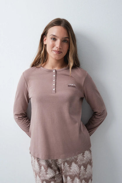Women Secret Tan Women Brown Cotton Long T-Shirt SKU: 3274584_34 Image 01