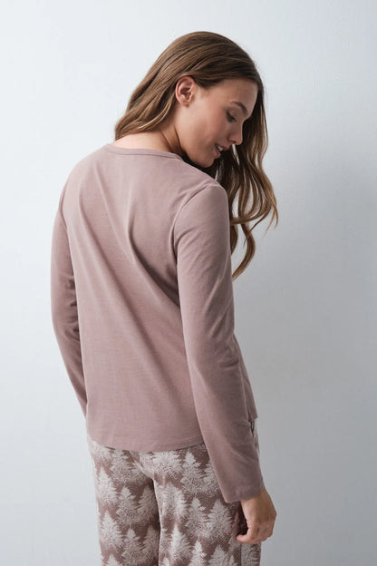 Women Secret Tan Women Brown Cotton Long T-Shirt SKU: 3274584_34 Image 04