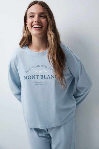 Women Secret Medium Blue Women Blue Cotton Long T-Shirt SKU: 3274586_14 Image 01