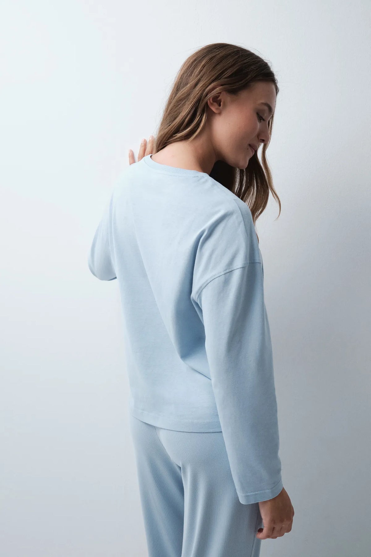Women Secret Medium Blue Women Blue Cotton Long T-Shirt SKU: 3274586_14 Image 04