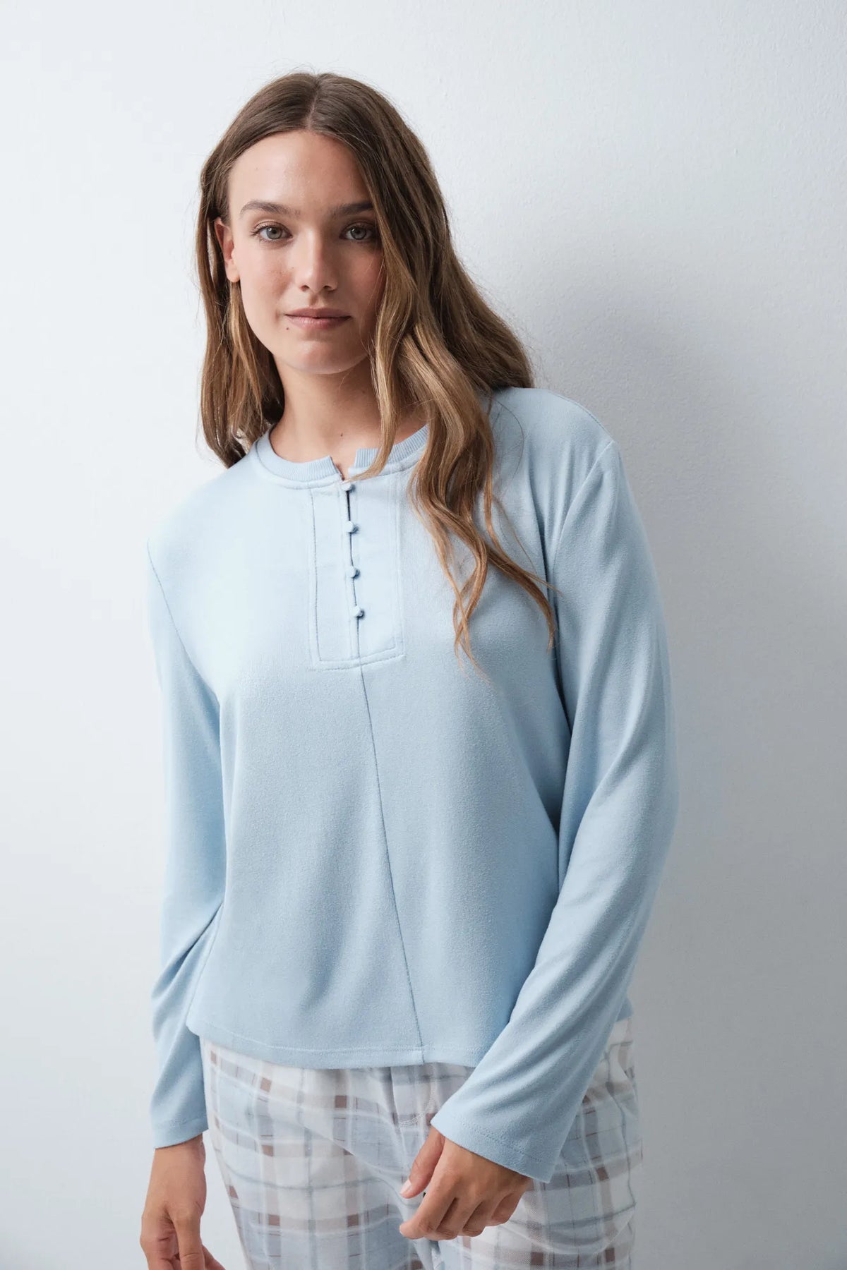 Women Secret Medium Blue Women Blue Long Sleeve T-Shirt SKU: 3274592_14 Image 01