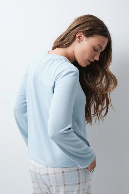 Women Secret Medium Blue Women Blue Long Sleeve T-Shirt SKU: 3274592_14 Image 03