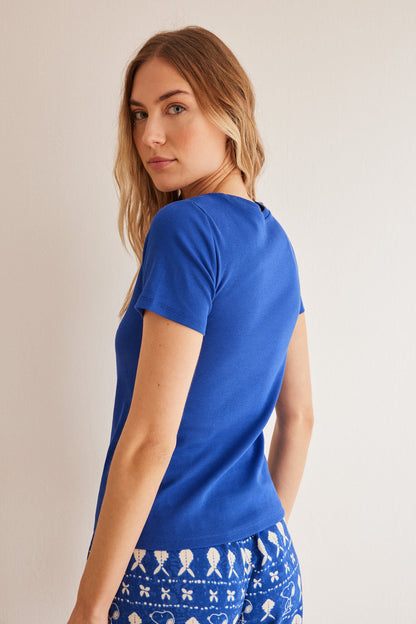 Blue Print Short Sleeves T Shirt_3277316_19_04