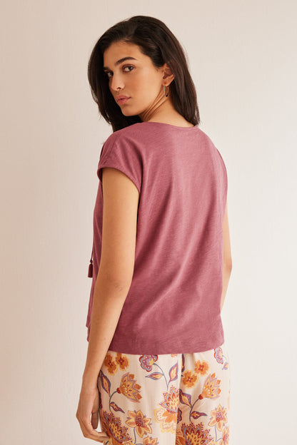 Maroon Short Sleeves T Shirt_3277318_69_05