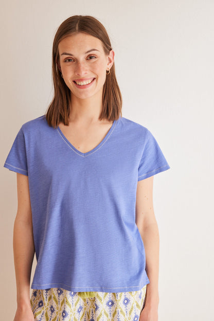 Blue Slub 100% Cotton T-Shirt_02