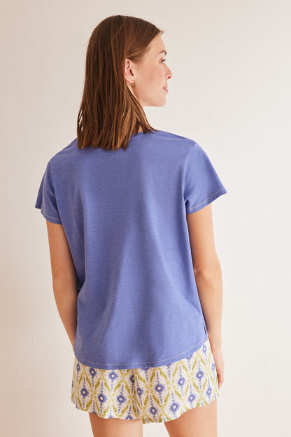 Blue Slub 100% Cotton T-Shirt_05