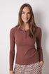 Brown Ribbed Long Sleeve T-Shirt_01