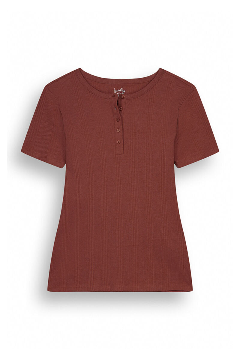 Brown Ribbed Short Sleeve T-Shirt_07