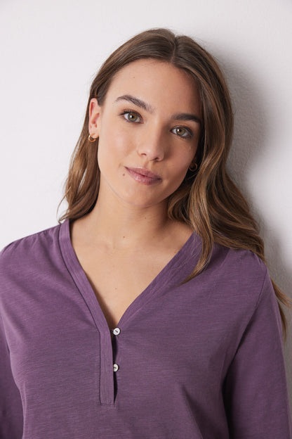 Women Secret_100% Purple Cotton Long Sleeve T-Shirt_3279673_70_02