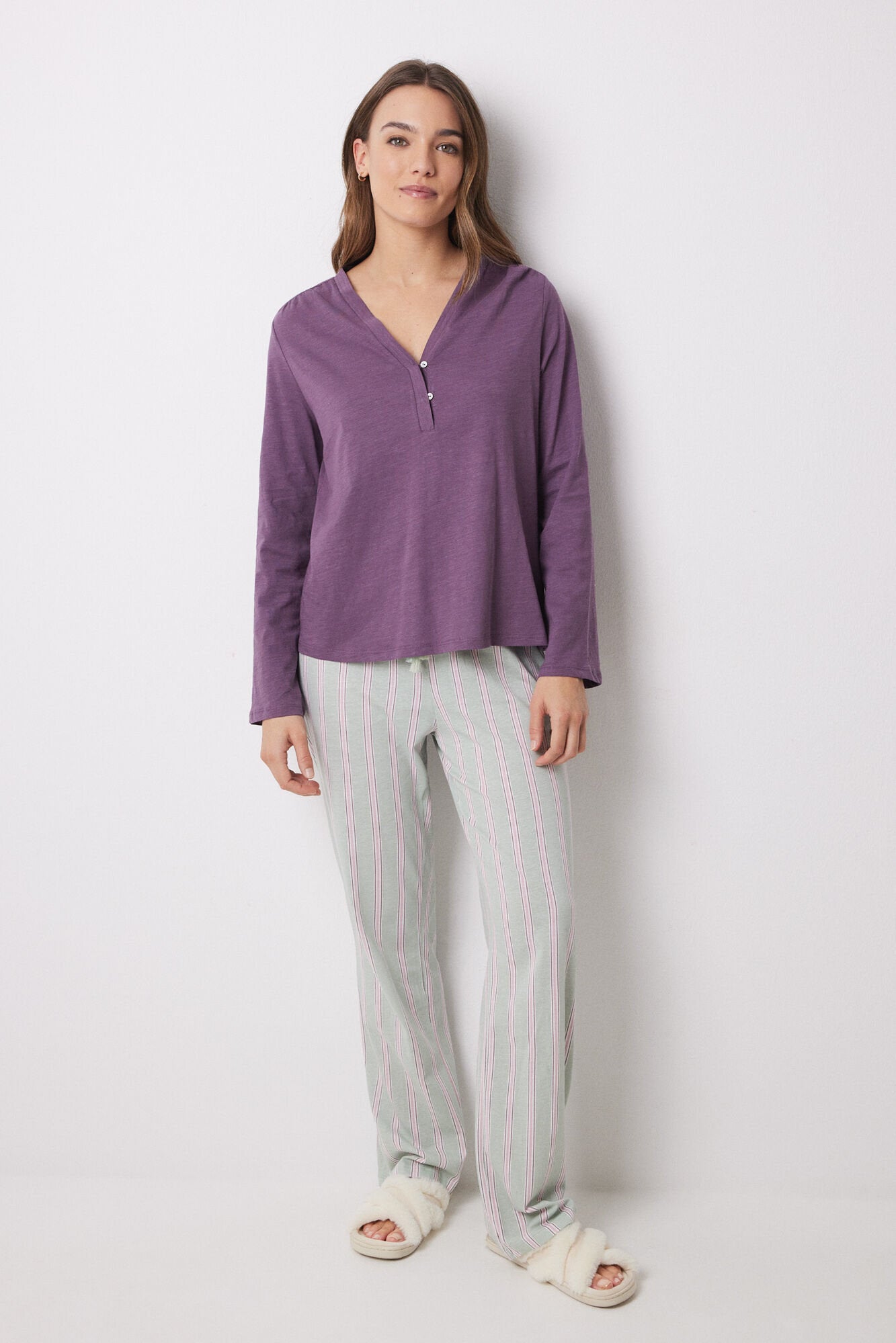 Women Secret_100% Purple Cotton Long Sleeve T-Shirt_3279673_70_03