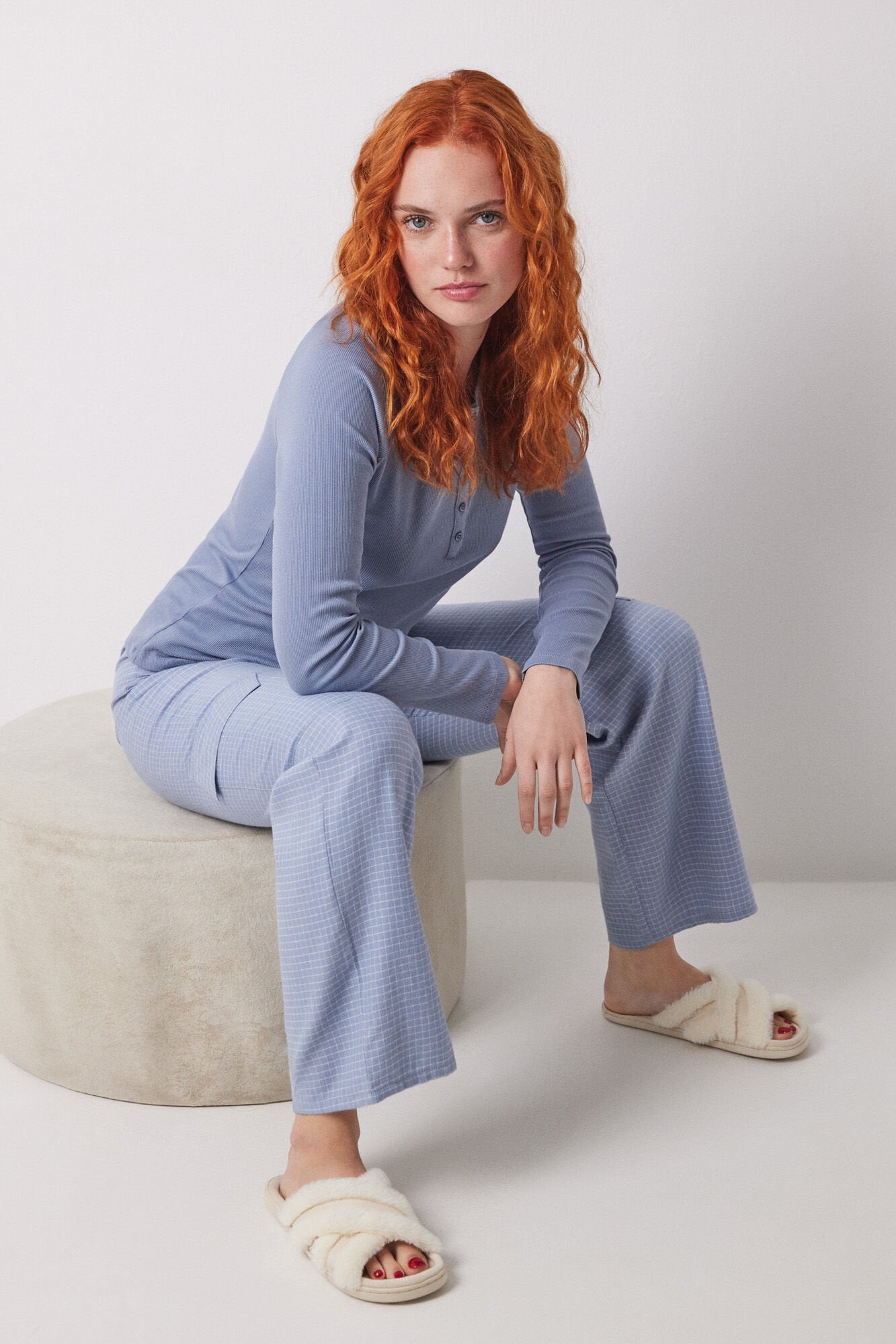 Women Secret_Blue Ribbed Long Sleeve T-Shirt_3279678_18_01