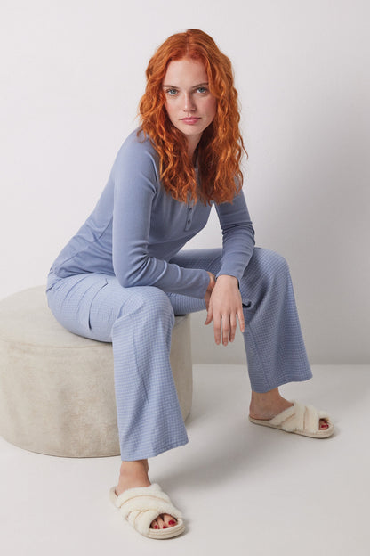 Women Secret_Blue Ribbed Long Sleeve T-Shirt_3279678_18_01