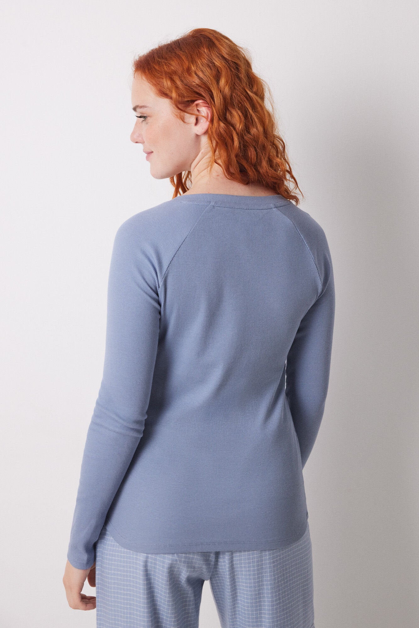 Women Secret_Blue Ribbed Long Sleeve T-Shirt_3279678_18_06