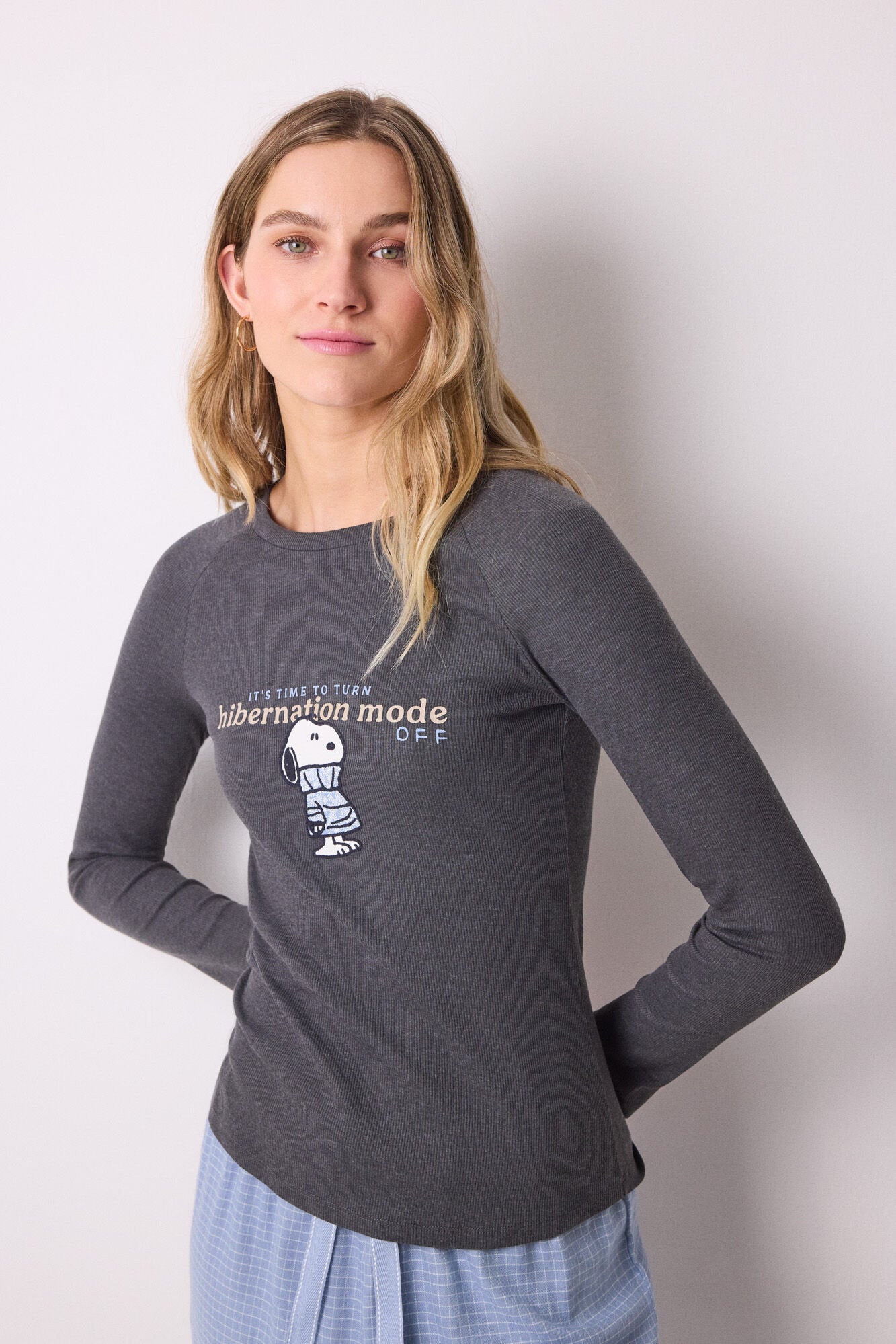 Women Secret_Snoopy Ribbed Long Sleeve T-Shirt_3279680_46_03