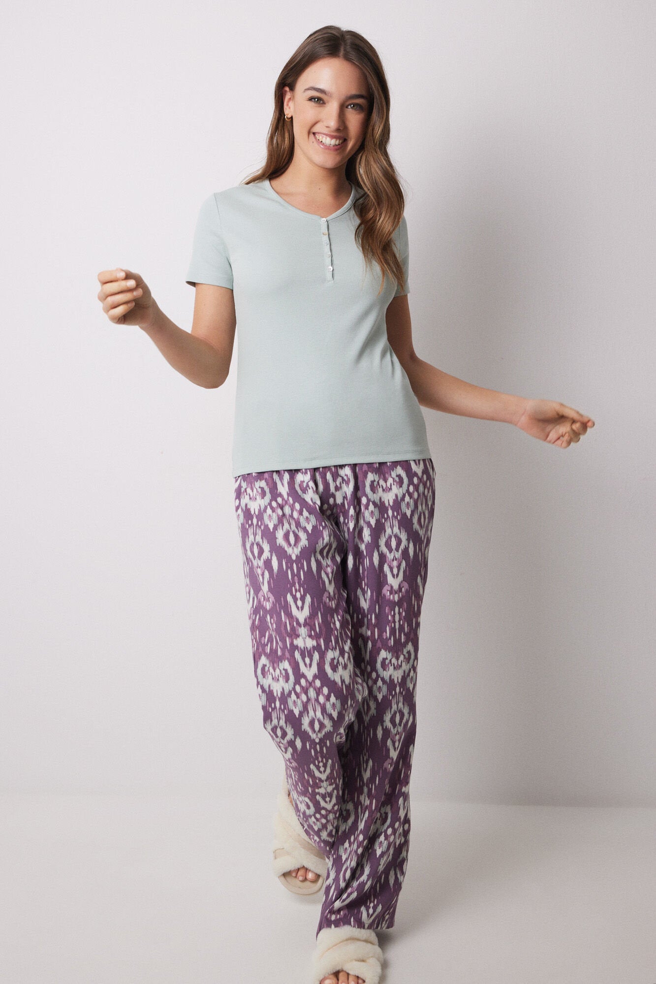 Women Secret_Green Ribbed Short Sleeve -Shirt_3279682_48_05