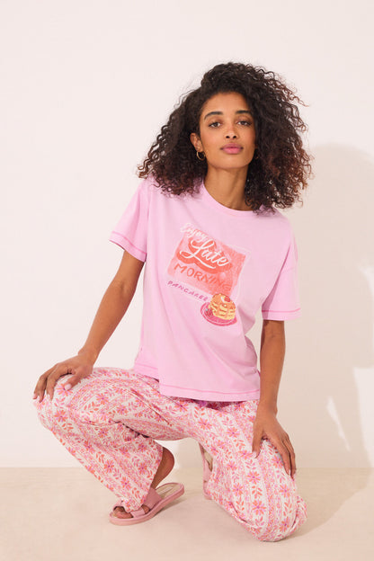 Women Secret_100% Cotton Pink Short Sleeve T-Shirt_3279686_70_01