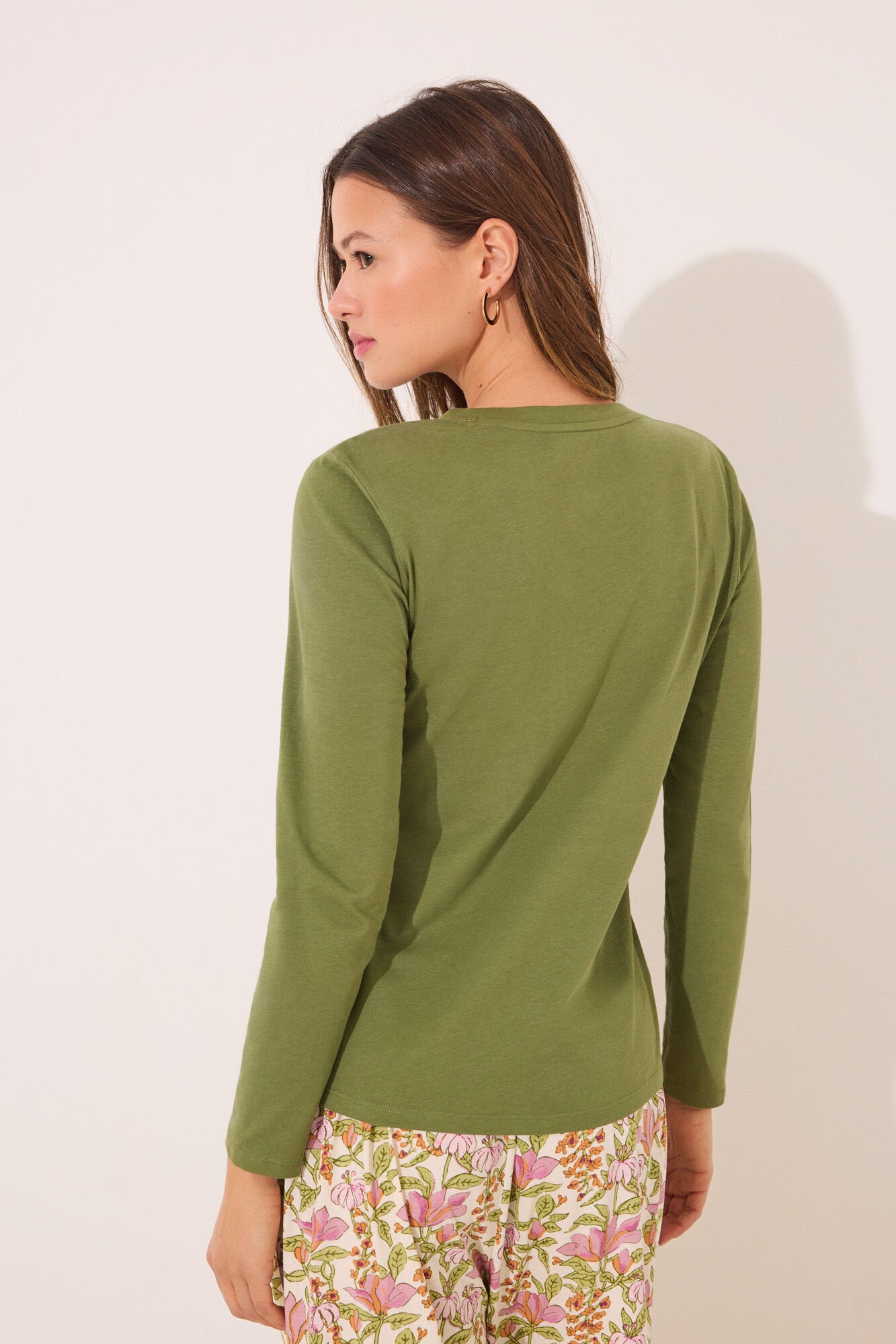 Women Secret_Long Sleeve T T-Shirt 100% Cotton Green_3279688_91_04