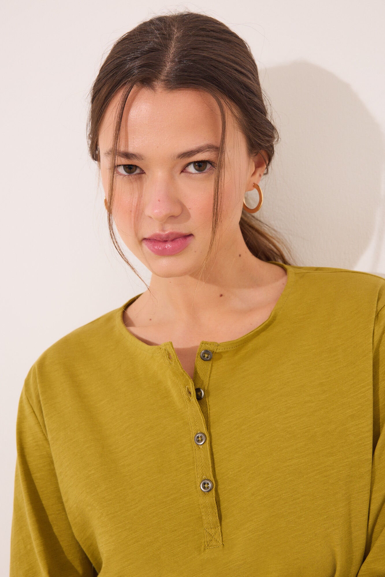 Women Secret_Long Sleeve T T-Shirt 100% Cotton Khaki_3279689_94_03